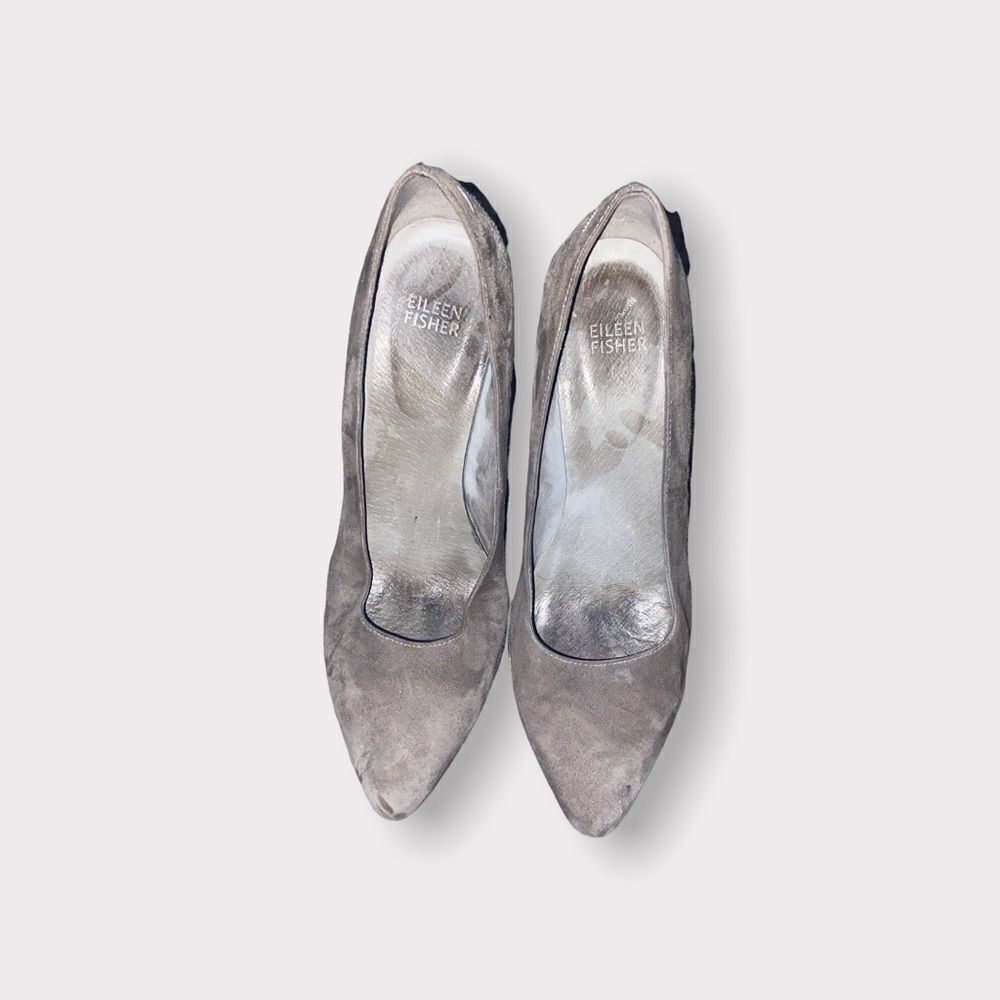 Eileen Fisher Gray/Taupe Suede Pointed-Toe Pumps